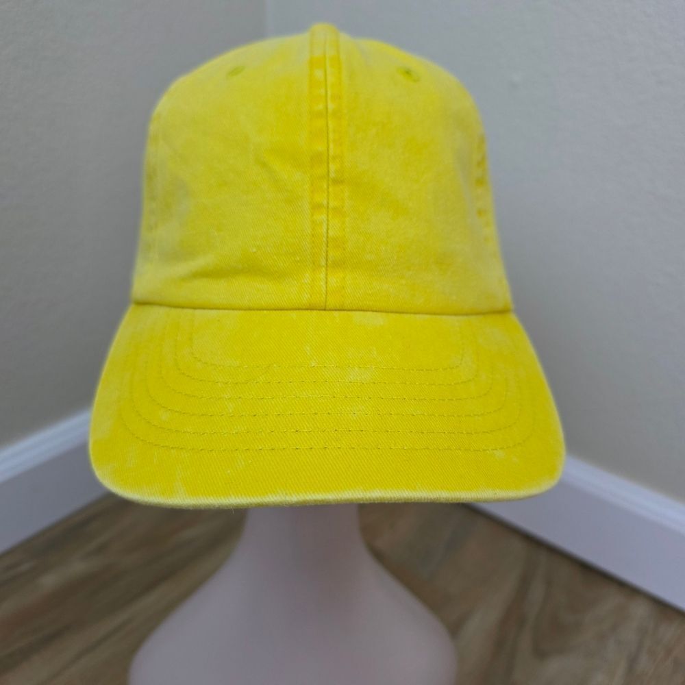 ☔️🩵NWT Yellow Unisex Cotton Low Profile Adjustable Baseball Hat - Picture 6 of 12
